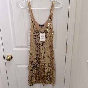 Vback pailette dress, gold